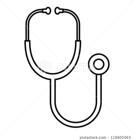 Stethoscope icon. Outline illustration of stethoscope vector icon for web design isolated on white background 110605063