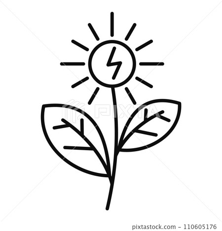Flower solar energy icon. Outline illustration of flower solar energy vector icon for web design isolated on white background Flower solar energy icon. Outline illustration of flower solar energy vector icon for web design isolated on white background 110605176