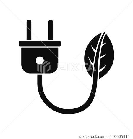 Eco energy plug icon. Simple illustration of eco energy plug vector icon for web design isolated on white background Eco energy plug icon. Simple illustration of eco energy plug vector icon for web design isolated on white background 110605311