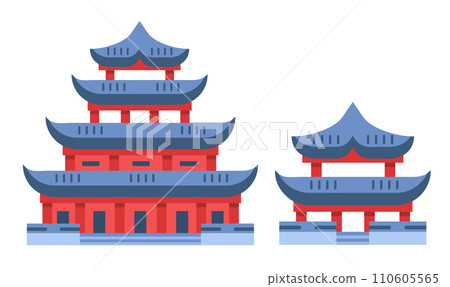 chinese traditional building icon new year sign for greeting card asian flyer invitation poster 110605565