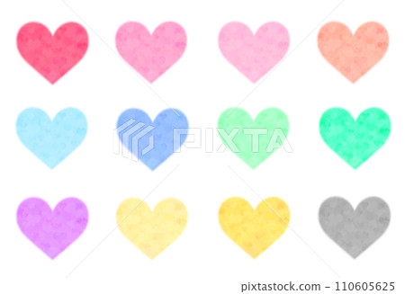 Watercolor heart colorful set Watercolor heart colorful set 110605625