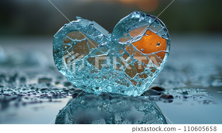 破碎的心型水晶,象徵破碎的愛情 破碎的心型水晶,象徵破碎的愛情 110605658