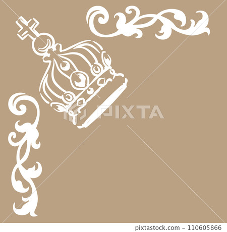 使用皇冠的古董裝飾。你可以做一個框架。向量素材 110605866