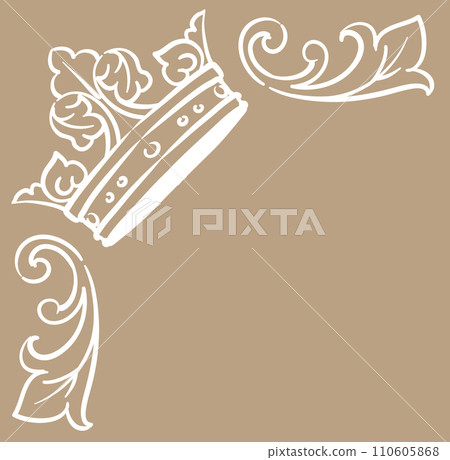 使用皇冠的古董裝飾。你可以做一個框架。向量素材 110605868