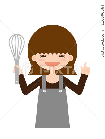 young woman holding a whisk 110606063