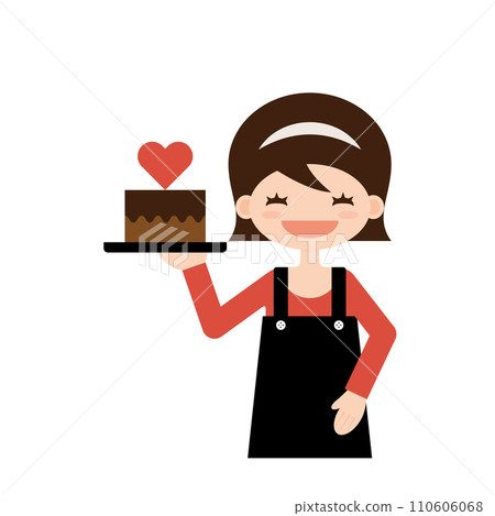 A girl wearing a headband holding a Valentine's Day cake A girl wearing a headband holding a Valentine's Day cake 110606068