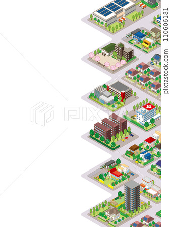 Three-dimensional view of the townscape. Cityscape. Three-dimensional view of the townscape. Cityscape. 110606181