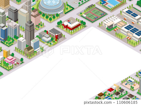 Three-dimensional view of the townscape. Cityscape. Three-dimensional view of the townscape. Cityscape. 110606185