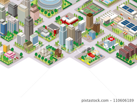 Three-dimensional view of the townscape. Cityscape. Three-dimensional view of the townscape. Cityscape. 110606189