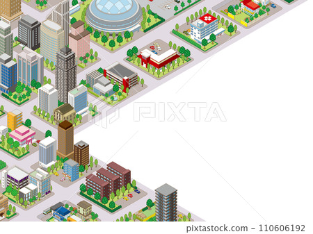 城市景觀的三維視圖。 110606192