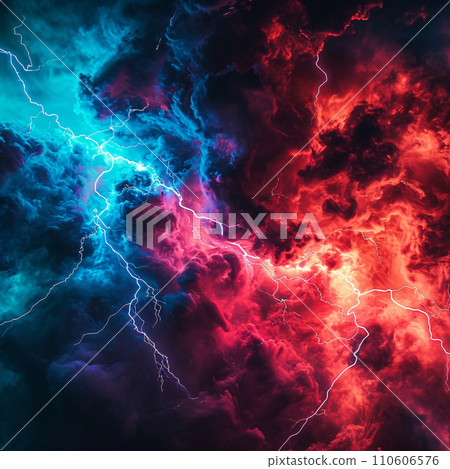 [AI生成圖像/AI插圖]藍色閃電，宇宙誕生與混沌的圖像 110606576
