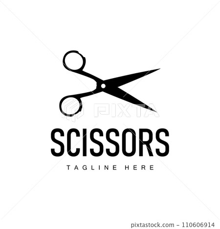 Barber tool scissors logo cutting tool vector, scissors simple background icon symbol design 110606914