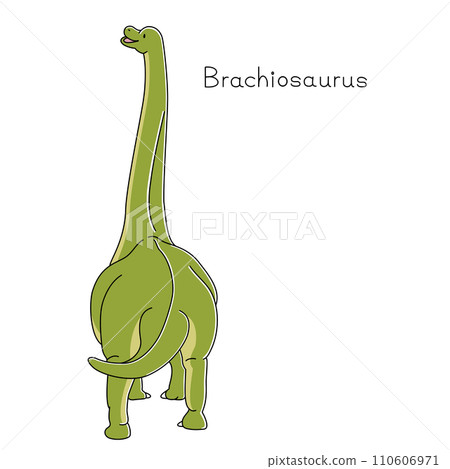 可愛的微笑恐龍腕龍(彩色,背部) 可愛的微笑恐龍腕龍(彩色,背部) 110606971