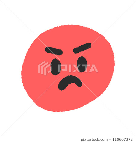 憤怒/不高興的表情表情符號-簡單可愛的手繪臉部設計素材 110607372