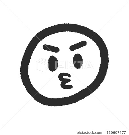 憤怒/不滿的表情emoji-簡單可愛的手繪臉部設計素材 110607377
