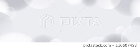 Soft grey spheres background. Abstract light floating bubbles and balls wallpaper. Gray blurred gradient circles backdrop. Vector horizontal design template for banner, poster, presentation, brochure 110607458