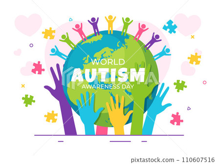 World Autism Awareness Day Vector Illustration with Ribbon of Puzzle Pieces in Healthcare Flat Background Design 110607516