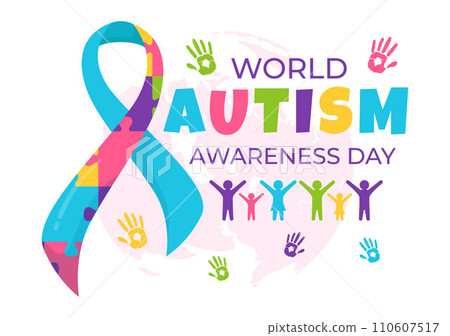 World Autism Awareness Day Vector Illustration with Ribbon of Puzzle Pieces in Healthcare Flat Background Design 110607517