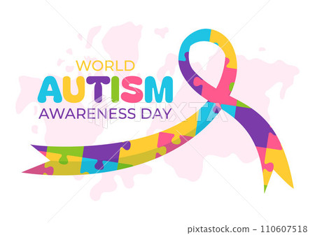 World Autism Awareness Day Vector Illustration with Ribbon of Puzzle Pieces in Healthcare Flat Background Design World Autism Awareness Day Vector Illustration with Ribbon of Puzzle Pieces in Healthcare Flat Background Design 110607518