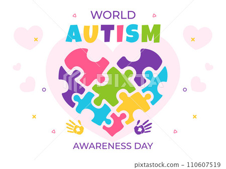 World Autism Awareness Day Vector Illustration with Ribbon of Puzzle Pieces in Healthcare Flat Background Design World Autism Awareness Day Vector Illustration with Ribbon of Puzzle Pieces in Healthcare Flat Background Design 110607519