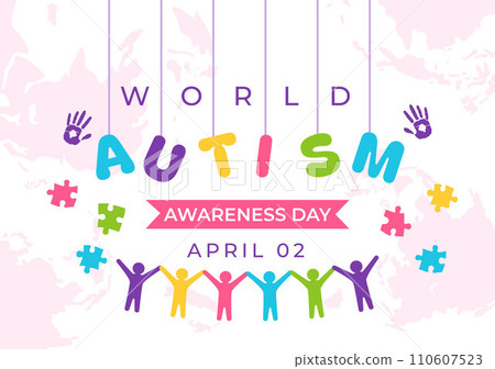 World Autism Awareness Day Vector Illustration with Ribbon of Puzzle Pieces in Healthcare Flat Background Design World Autism Awareness Day Vector Illustration with Ribbon of Puzzle Pieces in Healthcare Flat Background Design 110607523