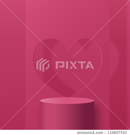 3d valentine podium scene for product display or placement. Vector 110607593