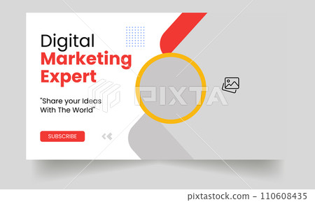 Digital Marketing YouTube Thumbnail design for any videos. Editable video thumbnail and web banner for live workshop business template. Video cover photo for social media 110608435