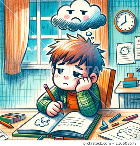 Children who are worried about studying 110608572