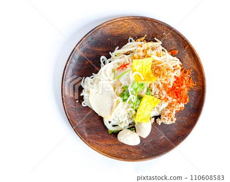 Dried noodles Thai food style on white background 110608583
