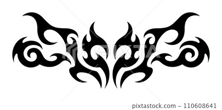 Y2K Tattoo Heart. Neo Tribal Tattoo. Vector Gothic Acid Element in Cyberpunk 90s Emo Style 110608641