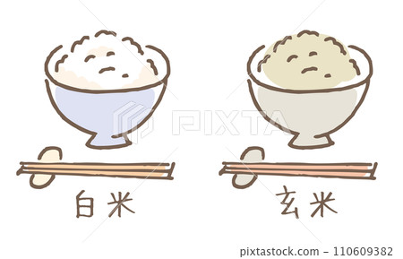 白米和糙米的插圖 白米和糙米的插圖 110609382