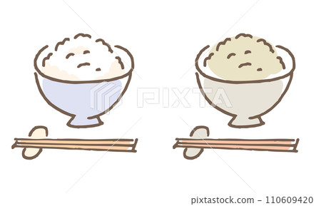 Illustration of white rice and brown rice (no name) Illustration of white rice and brown rice (no name) 110609420