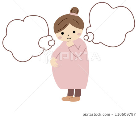 Pregnant woman with speech bubble Pregnant woman with speech bubble 110609797