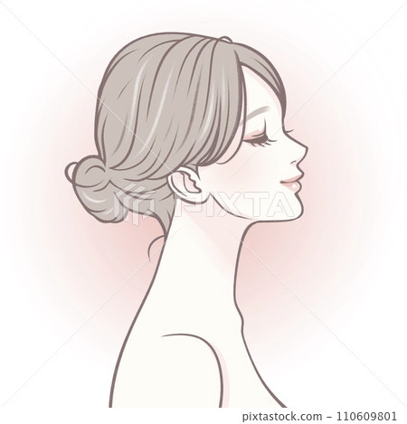 側面女人/女孩插畫素材 側面女人/女孩插畫素材 110609801