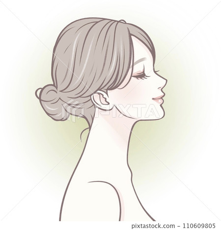 側面女人/女孩插畫素材 110609805
