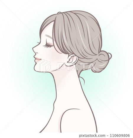 側面女人/女孩插畫素材 110609806