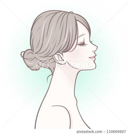 側面女人/女孩插畫素材 110609807