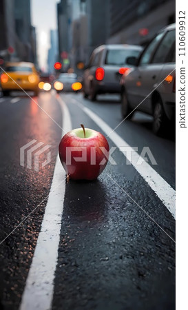 An apple in the street illustration background An apple in the street illustration background 110609912