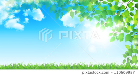 新的綠色留下風景背景 110609987
