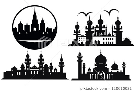 Hyderabad India city Silhouette, Hyderabad vector silhouette set 110610021