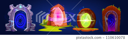 Set of magic game portals isolated on background 110610078