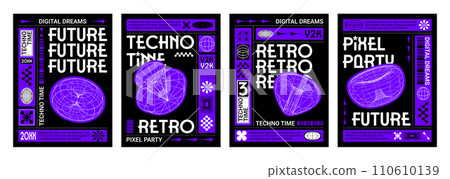Poster design layout in y2k techno style 110610139