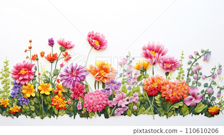 Enchanting Garden Bloom Vibrant Garden Flowers Close-up 110610206