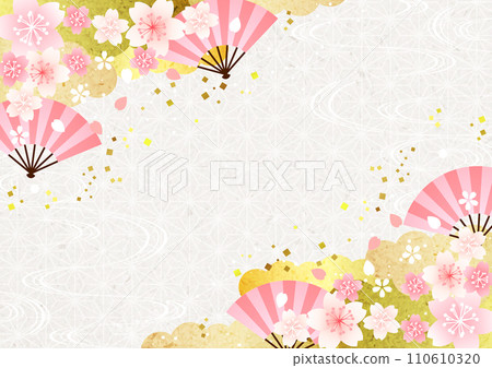 日式,麻葉圖案,櫻花,扇子,雲朵,背景,風景 日式,麻葉圖案,櫻花,扇子,雲朵,背景,風景 110610320
