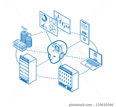 AI 人工智慧概念藝術線描 110610340
