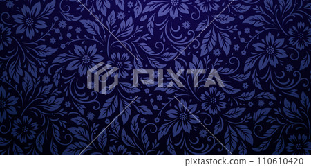 Seamless floral pattern with blue flowers daisy on a dark blue backgrounds for textile wallpaper, books covers, Digital interfaces, prints design templates material cards invitations, banners, posters Seamless floral pattern with blue flowers daisy on a dark blue backgrounds for textile wallpaper, books covers, Digital interfaces, prints design templates material cards invitations, banners, posters 110610420