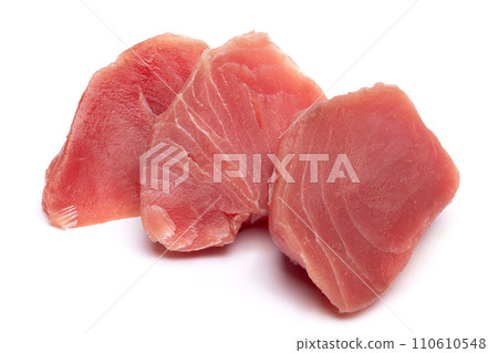 Fresh tuna Fish steak isolated on a white background 110610548