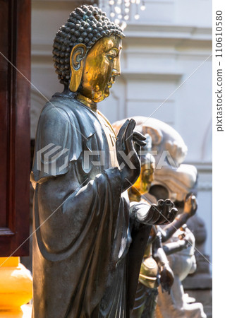 Buddha statues at Gangaramaya Temple, Colombo Sri Lanka 110610580