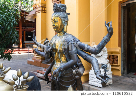 Ancient statue of Guanyin, Guan Yin or Kuan Yin. It is the Buddhist bodhisattva Ancient statue of Guanyin, Guan Yin or Kuan Yin. It is the Buddhist bodhisattva 110610582