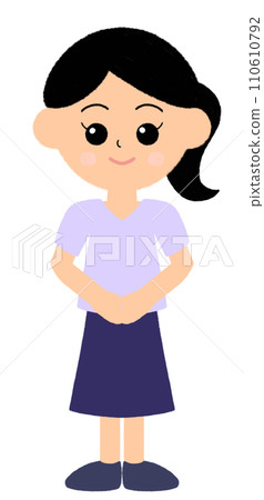 Cute illustration of a woman guiding you Cute illustration of a woman guiding you 110610792